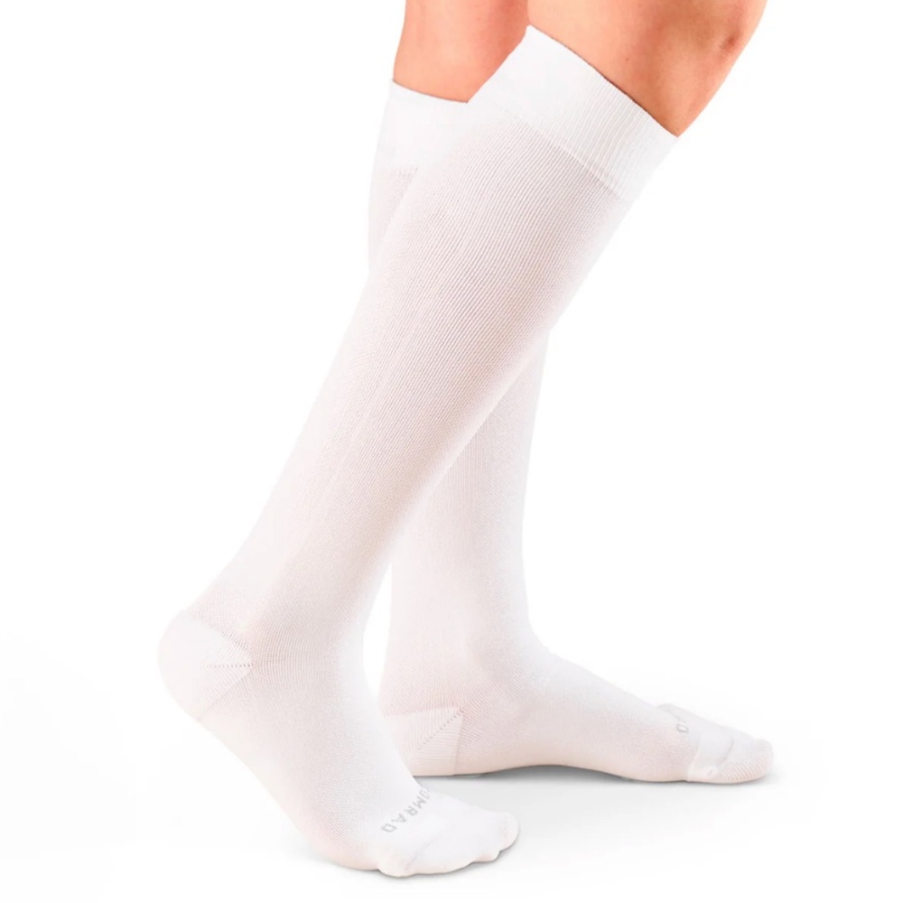 COMRAD KNEE-HIGH COMPRESSION SOCKS WHITE - L